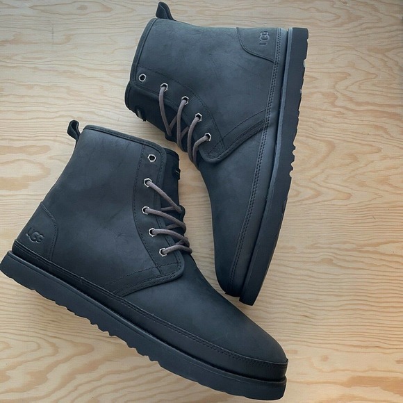 UGG Harkley Waterproof Black Boots Men\'s Sz 14 Shoes Suede Casual Wool 1017238
